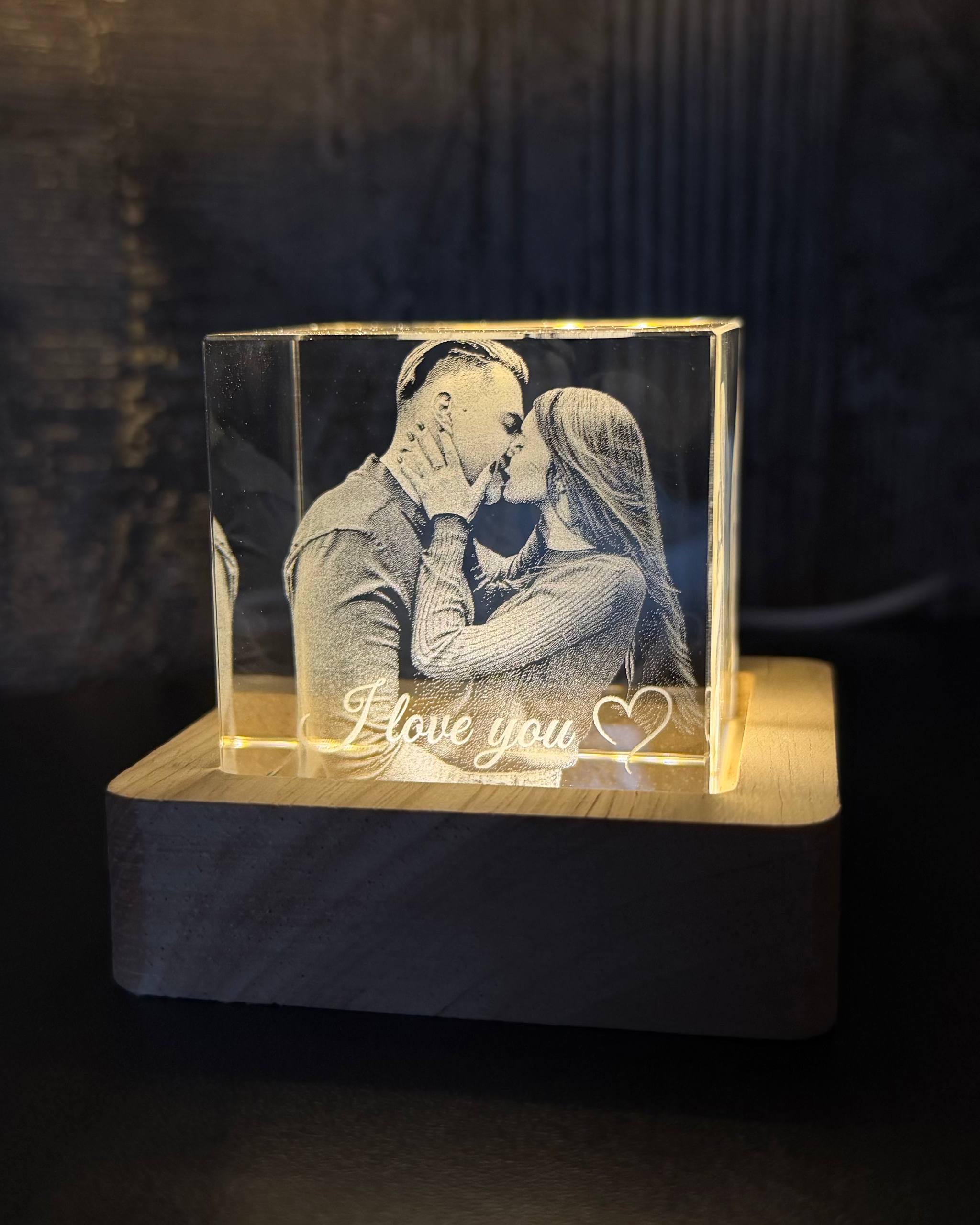 Night light with laser engraving