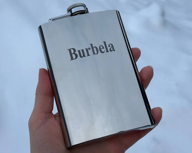 Flask with personalized laser engraving